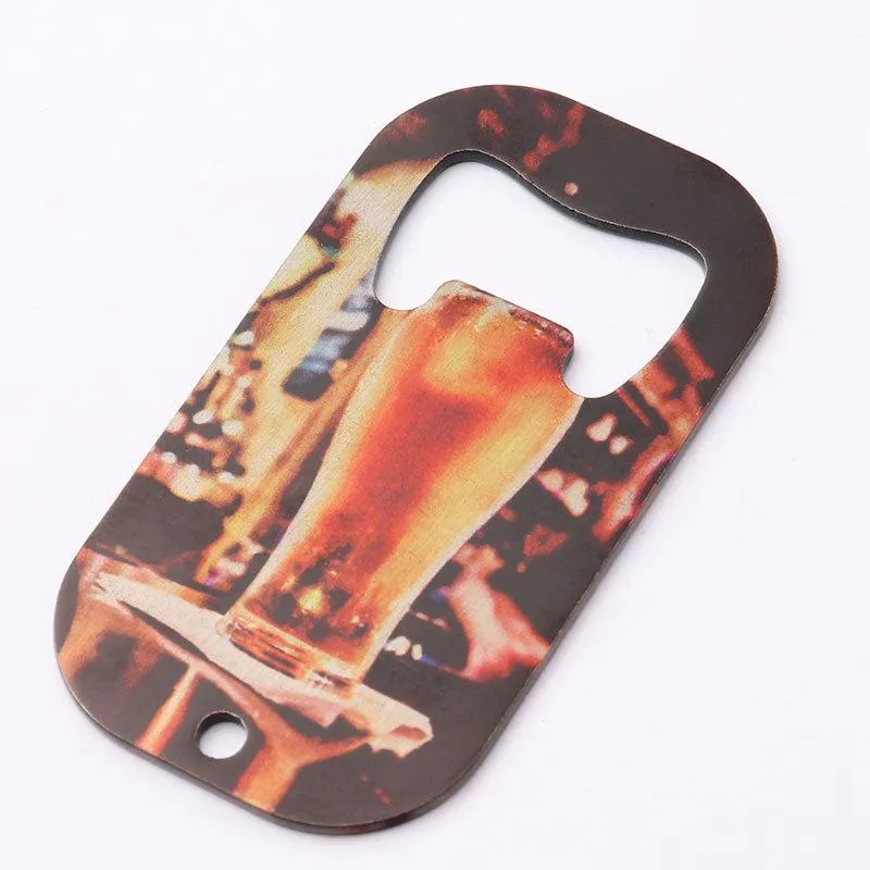 Sublimation Blank Beer Bottle Opener Corkscrew DIY Metal Silver Dog Tag Creative Gift Home Kitchen Tool