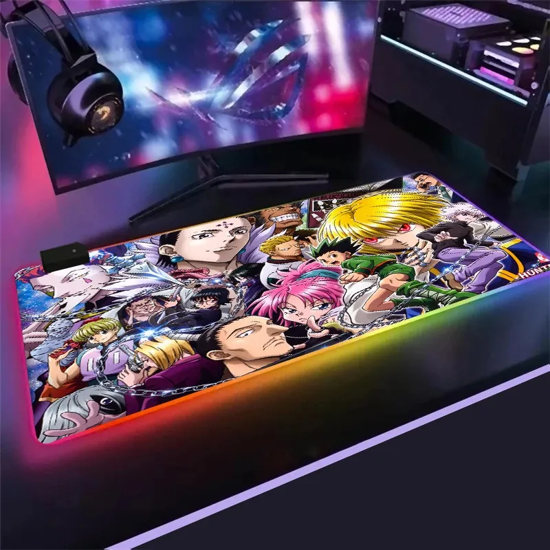 ハンターXハンターカーペットLEDアニメMousePad RGB敷物GlowayマウスパッドゲーマーセットアップゲーマーデコレーションデコゲーミングPCゲーマーマウスパッド