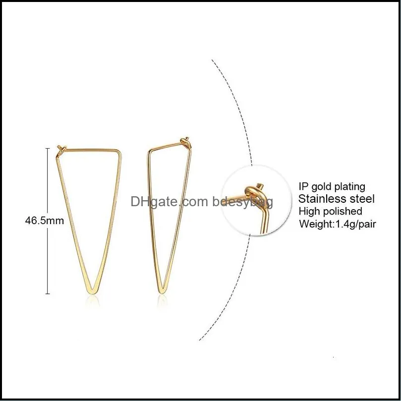 Hoop & Huggie Golden Big Triangle Earrings For Women Fashion Geometric Simple Statement Girls Lady