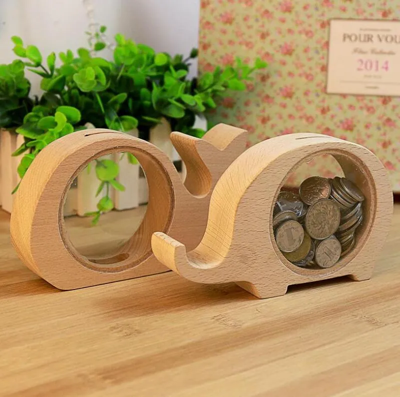 Wooden Animal Money Saving Box Gifts for Kids Elephant Pigs Banks Pig Whale Hippo Storage Boxes