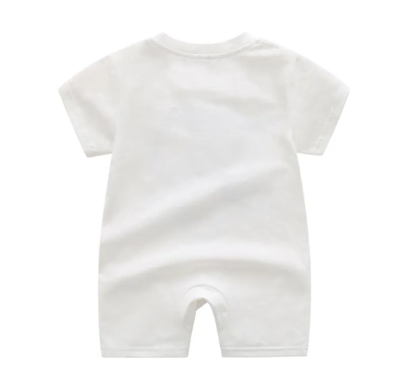 Été bébé garçons filles manches courtes barboteuses lettres imprimées infantile coton dessin animé ours combinaisons belle bambin Onesies enfants vêtements mignon CX