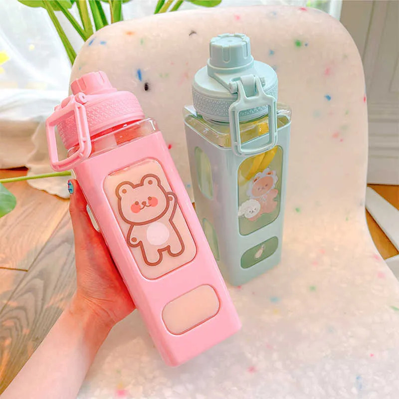 700 / 900ml Kawaii Bear Borraccia Senza BPA Con Cannuccia Bambini Adulti  Plastica Cute School Borraccia Succo Tazze Da Tè 210914 Da 11,21 €