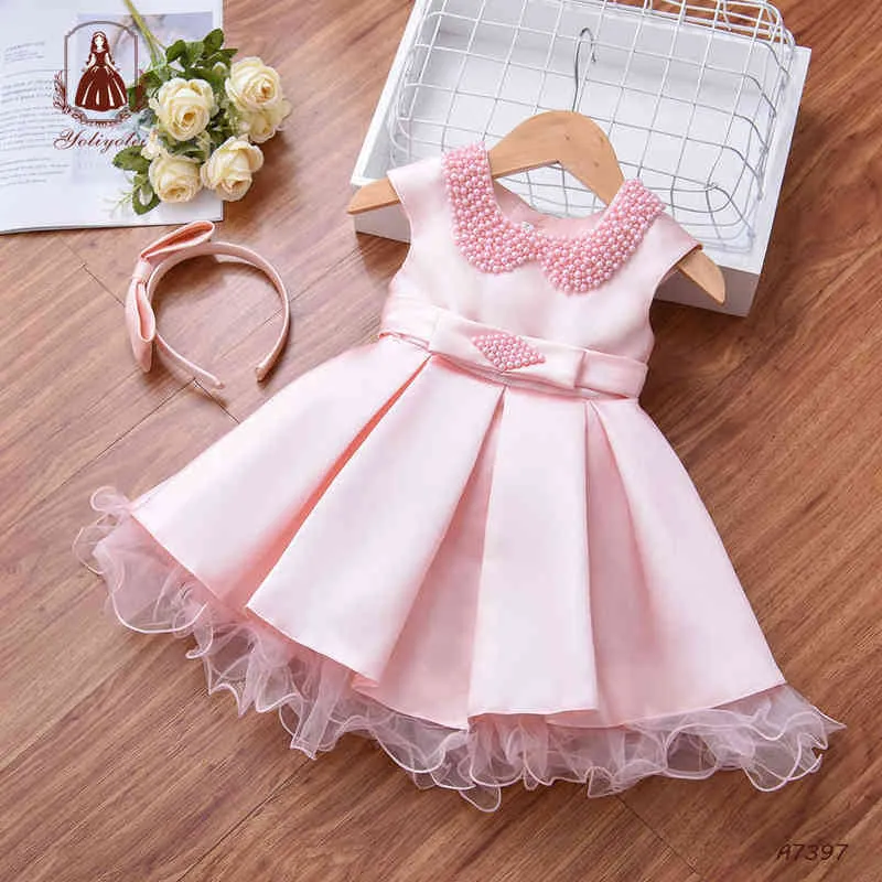 Yoliyolei bonito bebê menina princesa vestido com vestido de baile frisado roupas verão festa roupas roupas vestidos para festa e casamento g1218