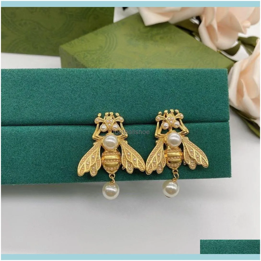 designer earrings little bee Luxury brand birthday present stud brass gilded 925 silver needle anti allergy party Jewelry customization exquisite gift