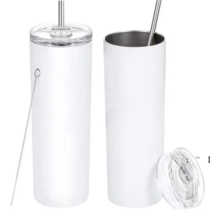 Sublimation DIY Tasses 20 oz noir blanc Gobelets avec couvercle en paille Tasse à boire en acier inoxydable isolée sous vide Tasse bateau de mer RRB11099