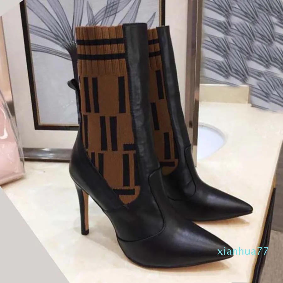 Botas de diseñador para mujer Botines de silueta Botines de martin negros Botas de calcetín de tacón alto elástico y zapatillas de deporte de calcetín plano Zapatos de mujer de invierno 202