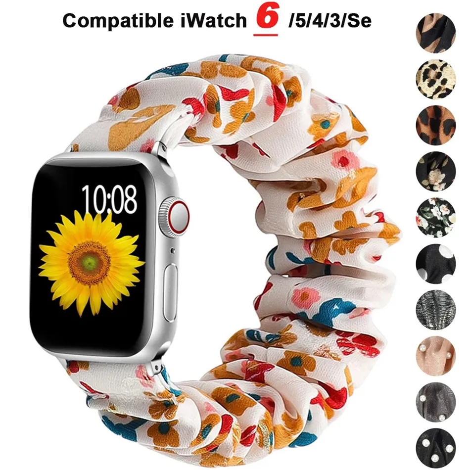 Scrunchie Fashion Strap pour Apple Watch Ultra 49mm bande 41mm 45mm 44mm 40mm correa 38mm 42mm ceinture Solo Loop bracelets de montre bracelet iwatch série 8 7 6 SE 5 4 3