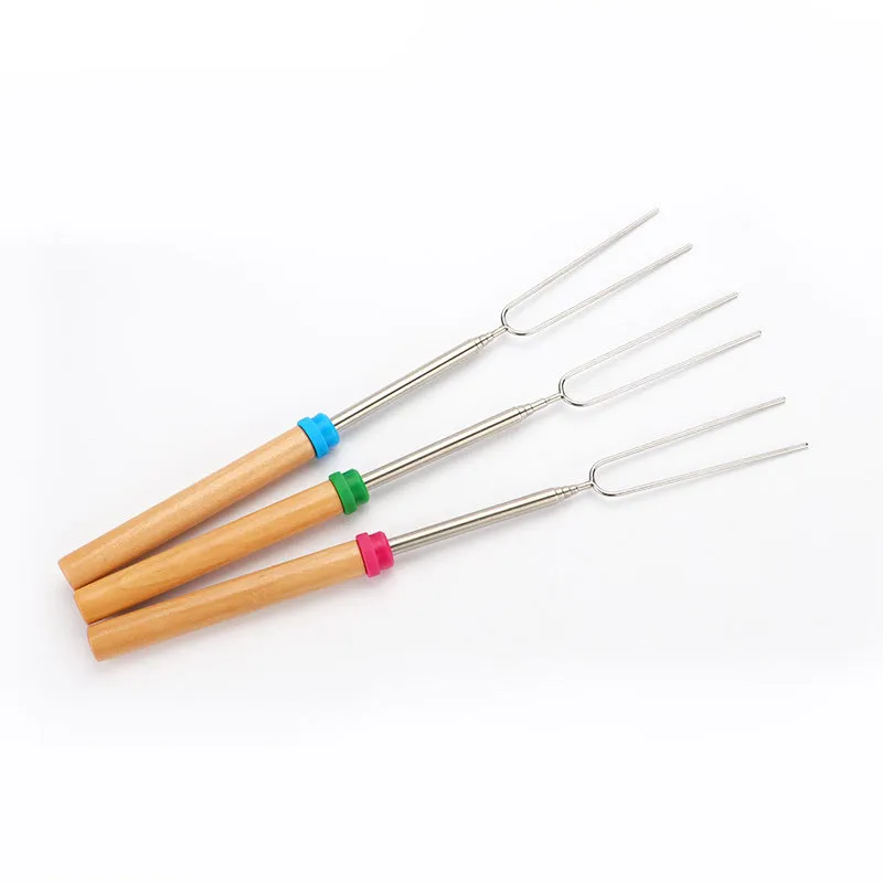 Bastoncini per arrostire marshmallow per barbecue in acciaio inossidabile che si estendono girarrosto telescopico DH2039