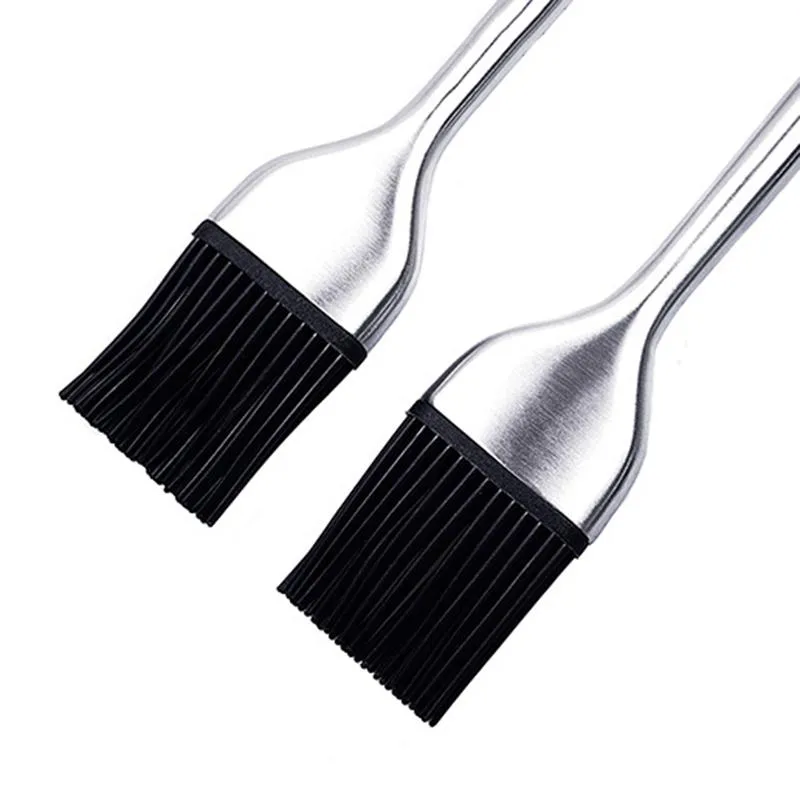 304 Stainless Steel Oil Brushes BBQ Tools High Temperature Resistant Silicone Brush Head Hangable Household Baking Tool