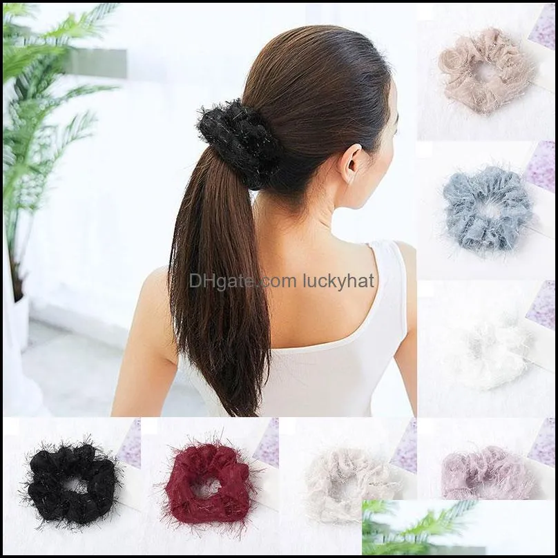 New Silk Hair Scrunchies Women elastic Hair Bands Tassel Ladies Hairband Ponkytail holders Bright Color Hair ties Accessories