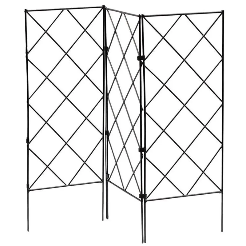 Outros suprimentos de jardim 3 pcs planta dobrável arco escalada trellis quadro flor apoio crescimento metal parede parede preto hfing