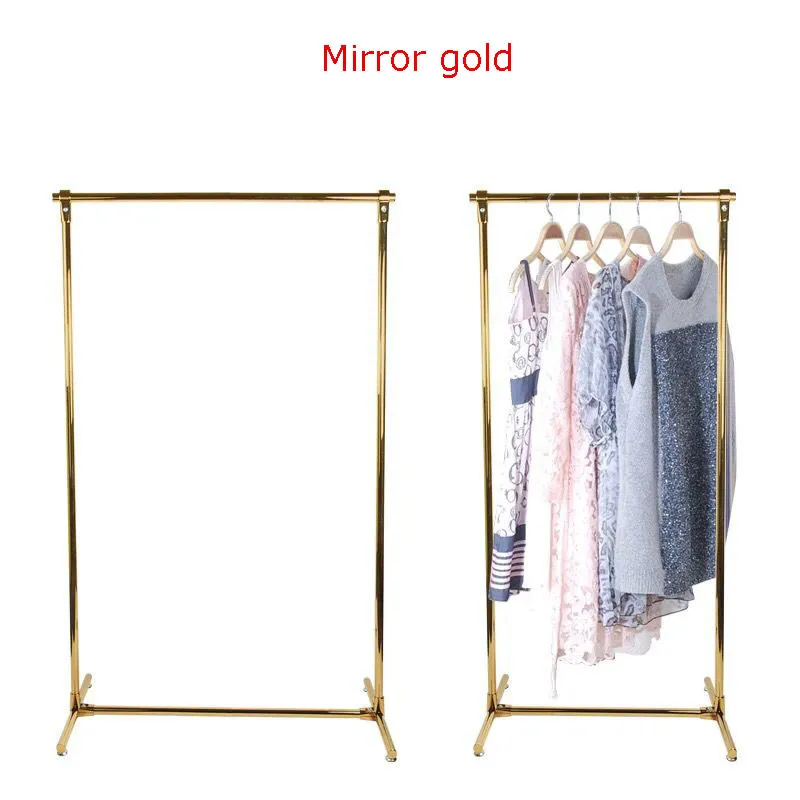 Boutique Store Clothes Display Racks Rostfritt stål Hanger Frame Floor Stand Garment Shop Show Window Clothing Display Rack