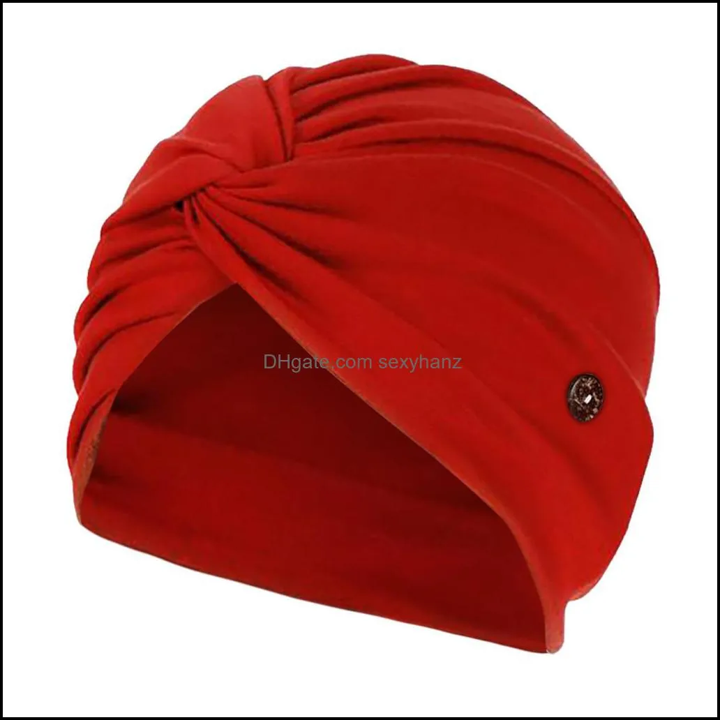 S1307 Bridle Button Twister Headscarf Cap Women`s Hat Headwear Lady Beanies Turban Hats Accessories