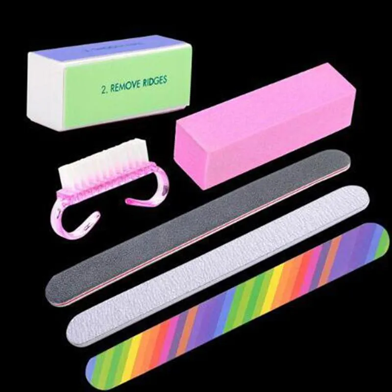 Nail Art Kits 6pcs/Set Files Dust Brush Cleaning Buffer Sponge Block Buffing Grit Sand UV Gel Polish Acrylic Manicure Pedicure Tools