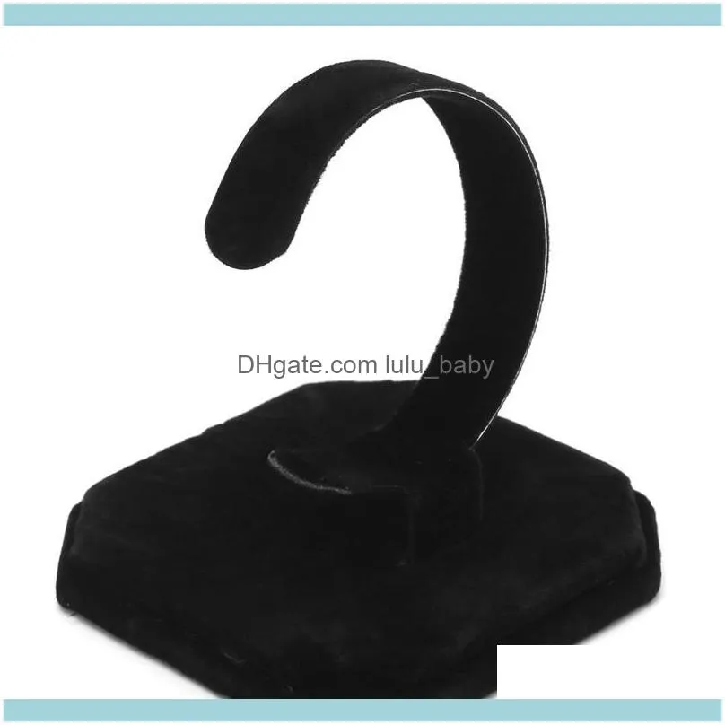 Velvet C Type Design Jewelry Bracelet Bangle Watch Display Rack Stand Holder J78F Pouches, Bags