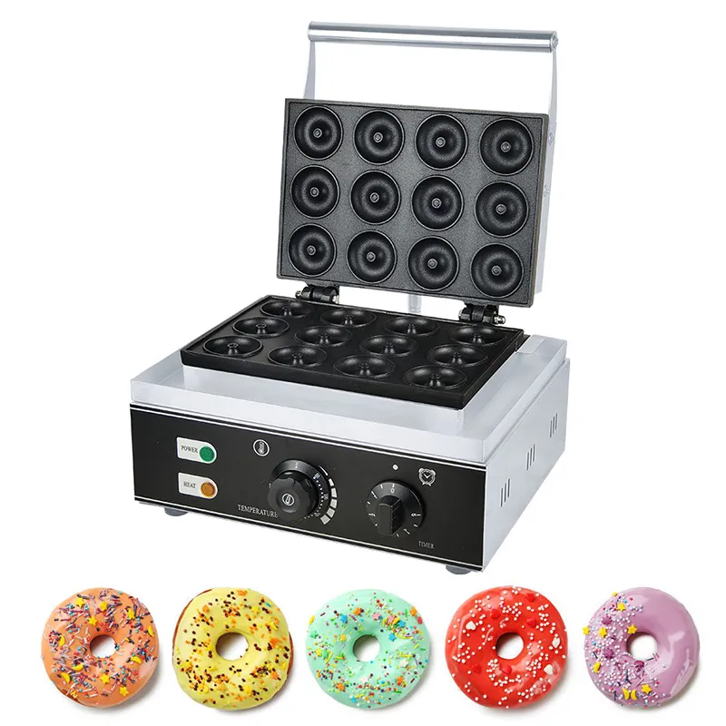 Máquina comercial de rosquillas para gofres, máquina de galletas de 12 agujeros, máquina para hacer rosquillas de 1550 W, aparatos de cocina para cocinar