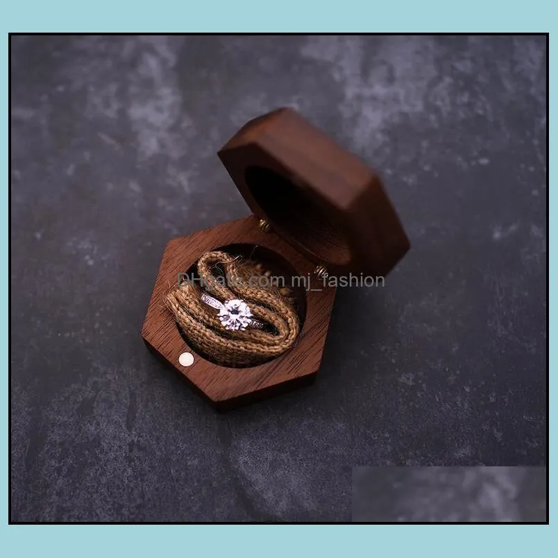 Blank Wood ring box Walnut Wooden Will You Mary Me Wedding Jewelry Rings jewellery boxes