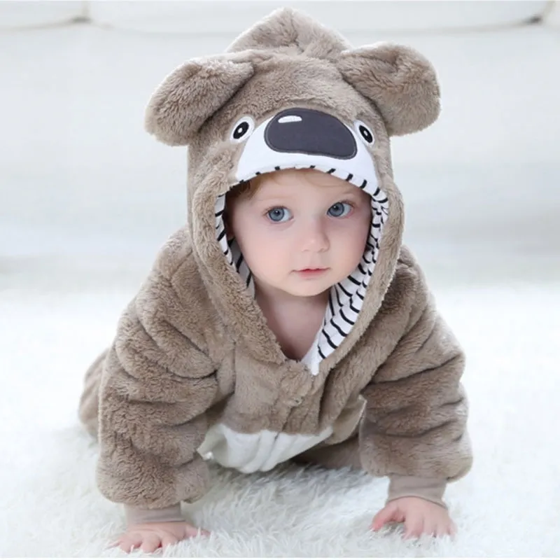 Bebek RomperToddler Yürümeye Başlayan Erkek Kız Koala Kostüm Kawaii Sevimli Sıcak Onesie Yenidoğan Bebek Hayvan Tulum Kış Giysileri Kigurumis Pijama 210309