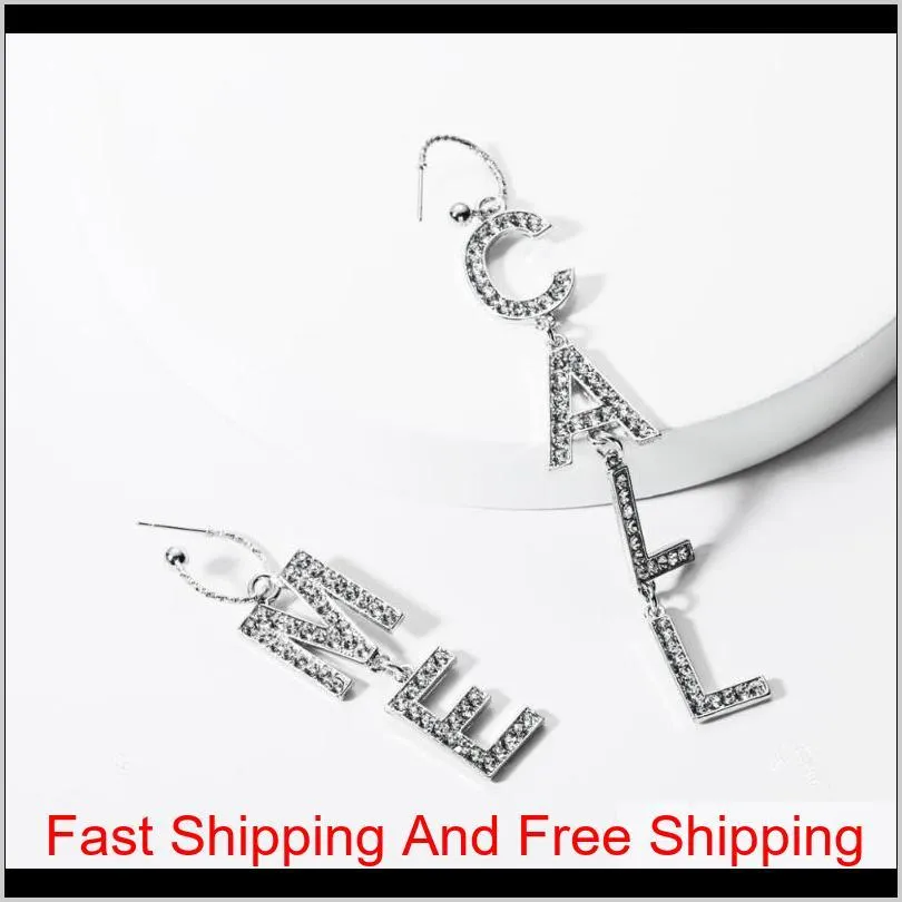 fashion shiny rhinestone call me letters pendant dangle earrings for women jewelry novelty statement earrings accessories