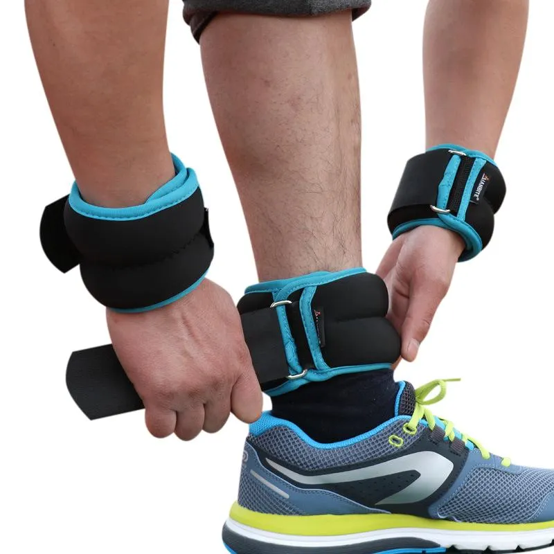 Supporto per caviglia 1 kg/paio Pesi da polso regolabili Cinghie per sacchi di sabbia in ferro con imbottitura in neoprene per esercizi di fitness in esecuzione