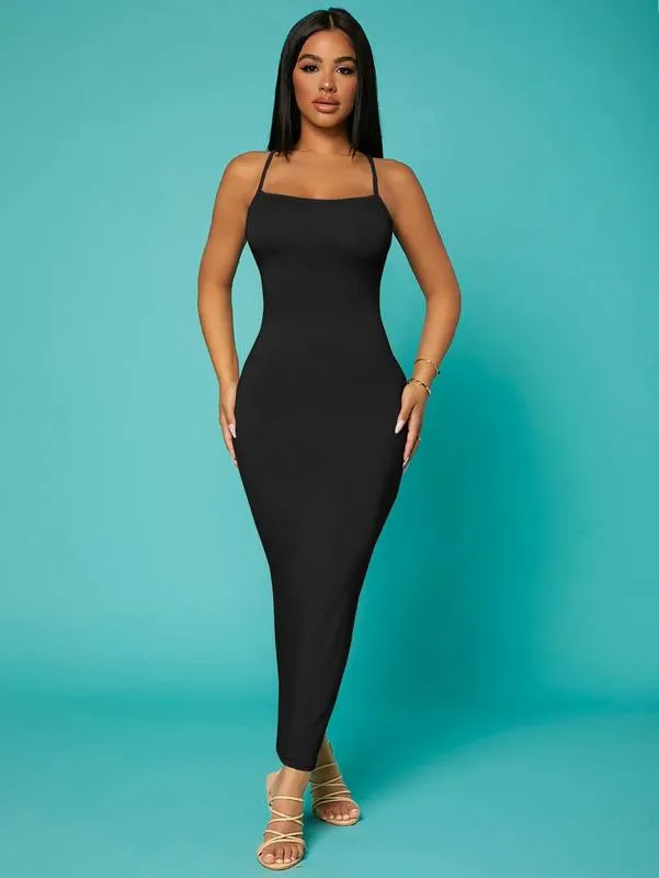 black criss cross bodycon dress Women's Best Of Luck Criss Cross Back Strap Bodycon Mini Dress in Black