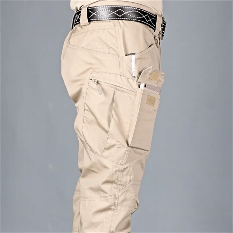 Pantalones cargo para hombre, pantalones de chándal tácticos para exteriores con múltiples bolsillos, ejército militar de talla grande, impermeables, de secado rápido, elásticos, para senderismo, 211110