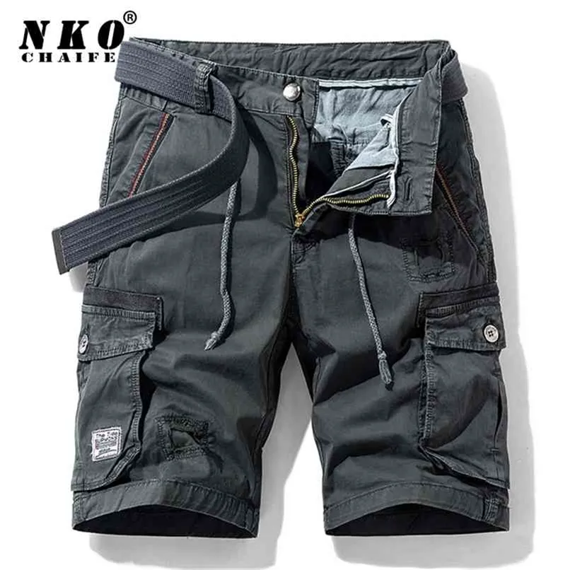 CHAIFENKO Été Coton Cargo Shorts Hommes Casual Multi-Poche Pantalon Militaire Lâche Travail Armée Tactique 210806