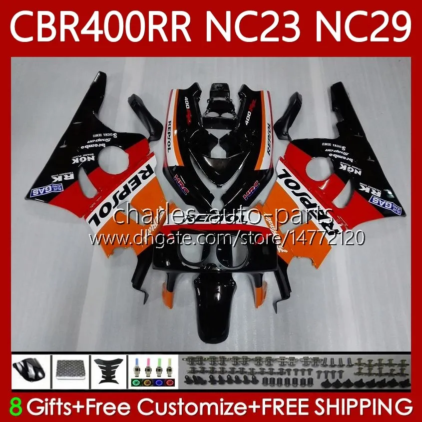 Honda 400cc CBR400 RR NC23 CBR 400 RR CC NC29 88-99 Bodywork 65no.0 CBR400RR 88 89 90 91 92 93 CBR 400RR 1988 1989 1990 1991 1992 1993 OEM 페어링 Repsol Orange