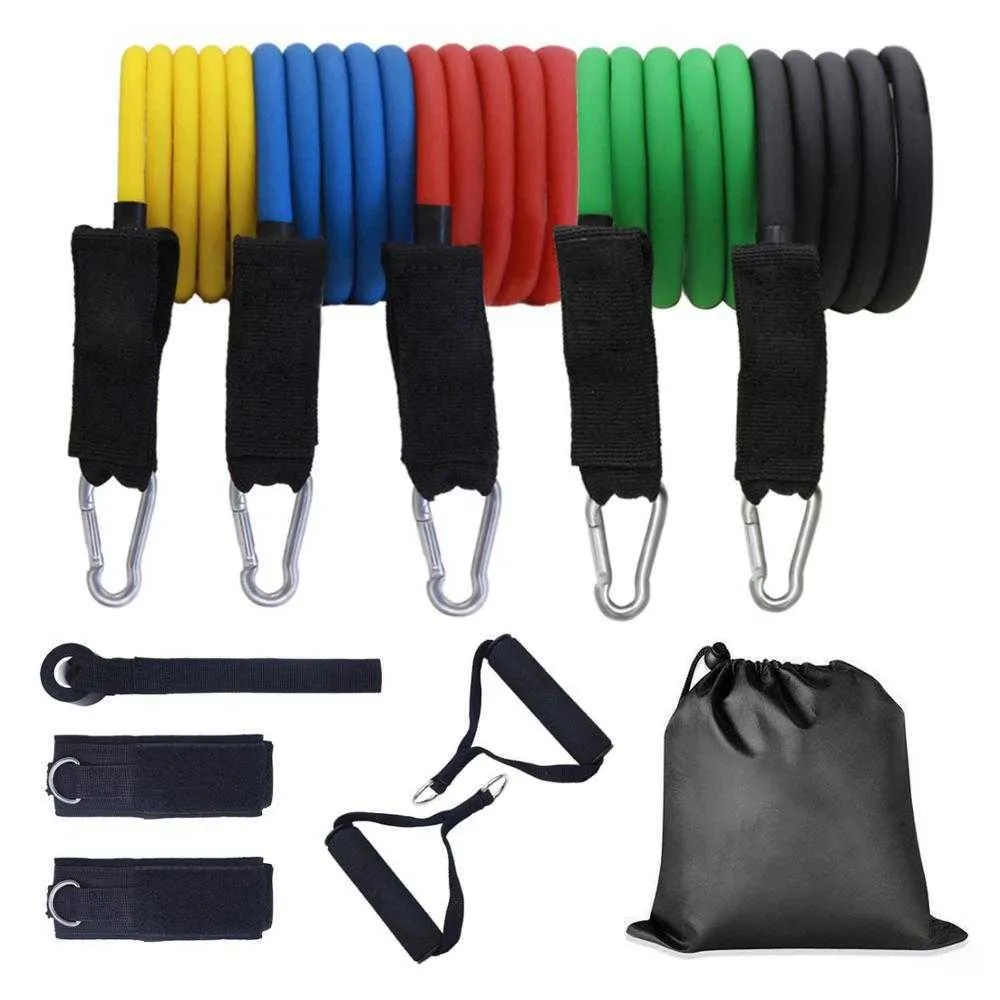 11 pcs / conjunto de resistência faixa elástica faixa de treino de ioga exercício faixa de aptidão banda de borracha tubo de loop puxar corda treinamento equipamento de fitness h1026