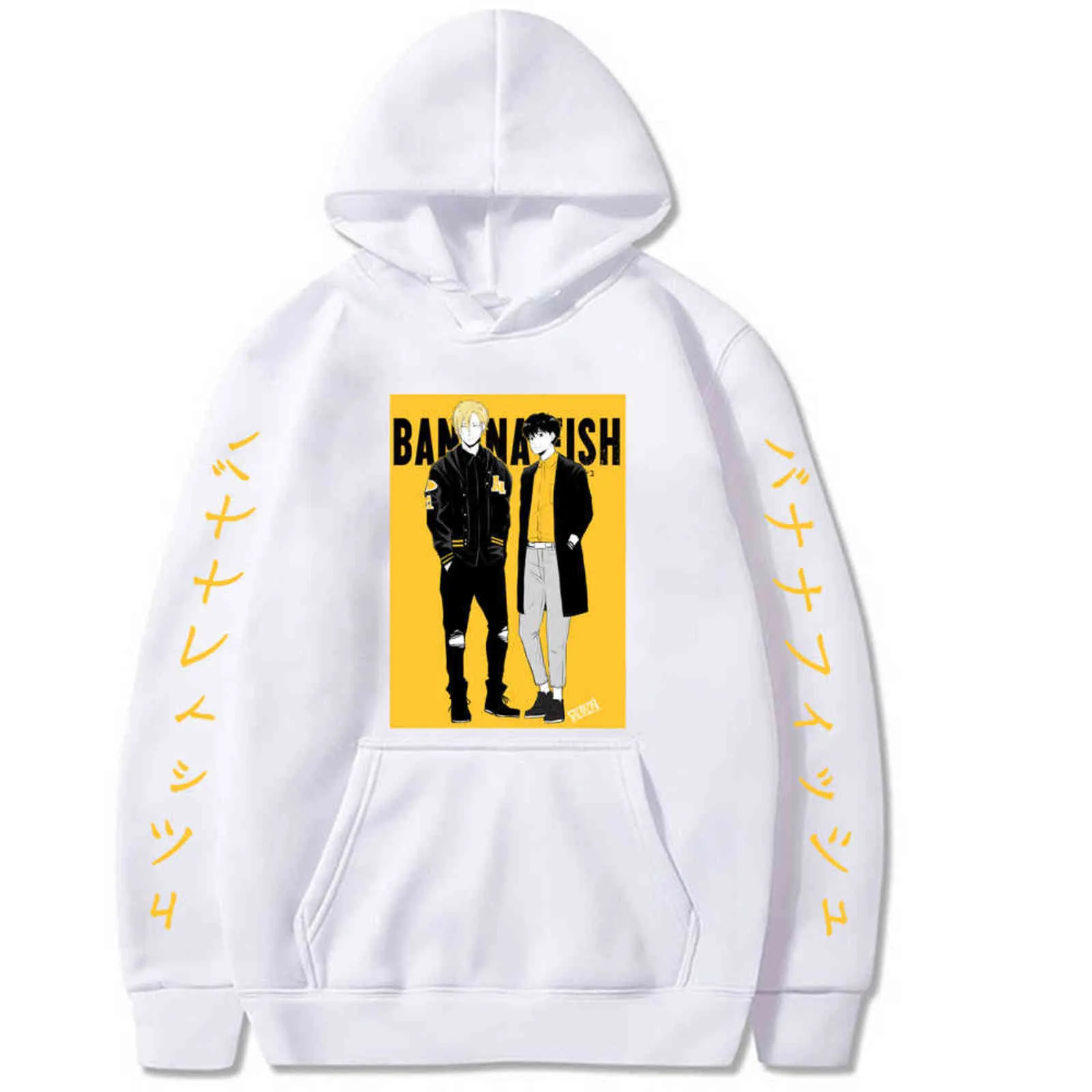 2021 Hot New Banana Fish Anime Hoodie Mężczyźni / Kobiety Popularne Moda Harajuku Banana Ryby Bluzy Bluza Sweter Streetwear Y211122