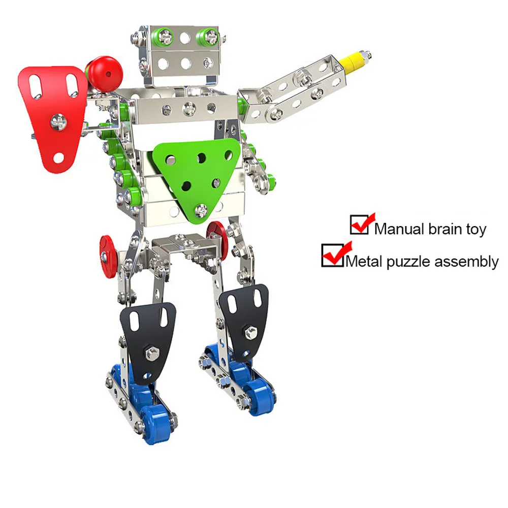 Novelty 3D Metal Material Blocks Brick kit DIY Model Bricks Building Assembling Robot Children's educational toys