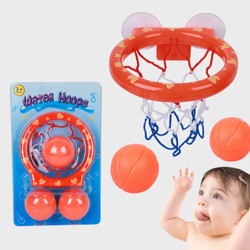 Baby Bath Leksaker Toddler Boy Water Hoops Badrum Badkar Skytte Basketball med 3 bollar Barn Utomhus Spel Set Gullig val med paket Barnkomfort