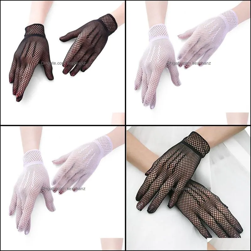 Five Fingers Gloves Fishing Net Lace Sexy Appeal Dress Rekawiczki Guantes Luvas Eldiven Handschoenen 40FE22