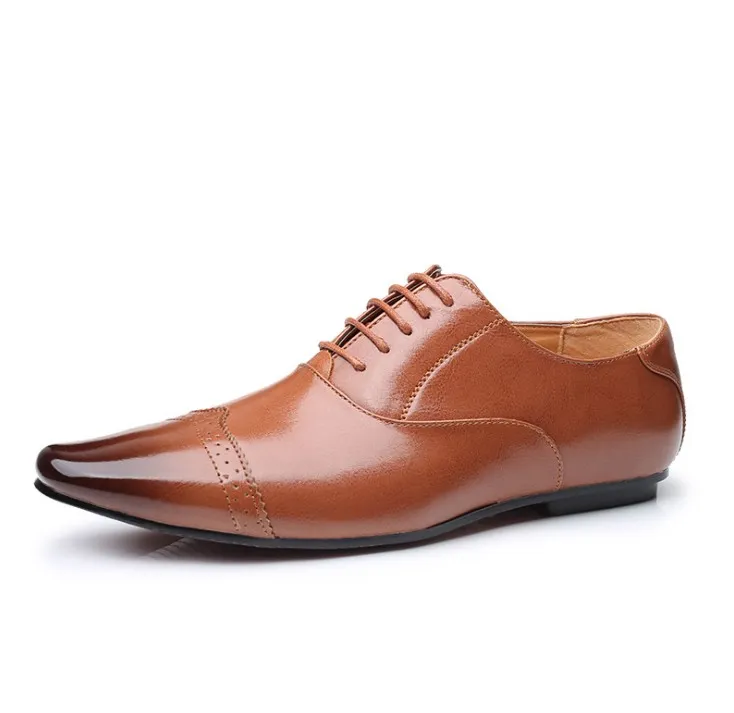 Luxury Men's Oxford Leather Shoes Men Dress Brown Black Pointed Toe Lace Up Wedding Business Formal designer Shoe