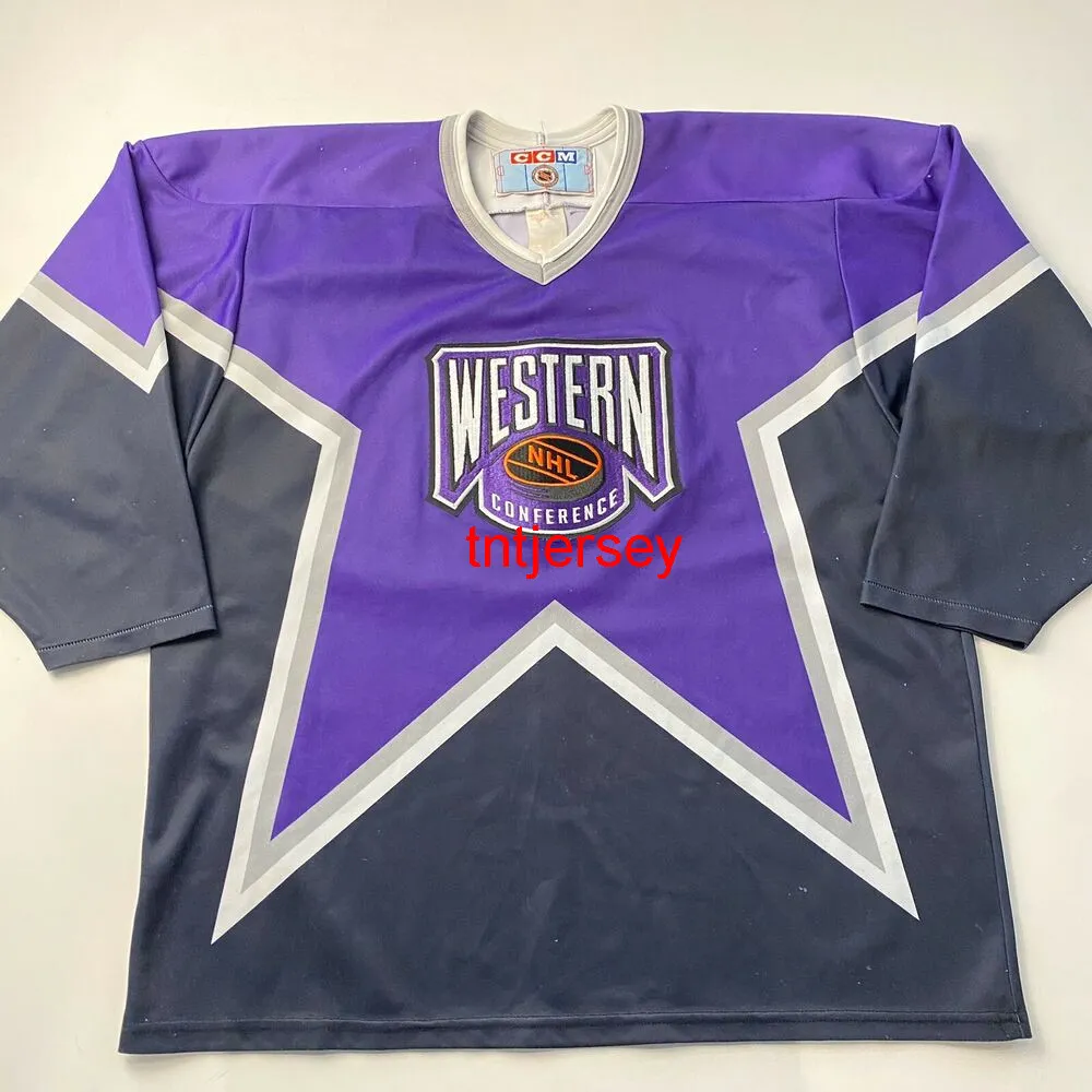 Maillot de Hockey All Star personnalisé CCM Western Conference, Vintage violet, avec n'importe quel numéro, bon marché, maillots de HOCKEY pour hommes et enfants, XS-5XL