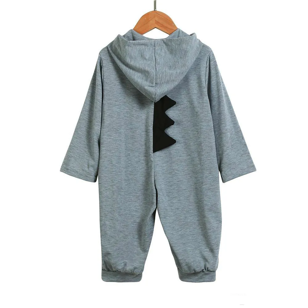 Newborn Infant Baby Boy Girl Dinosaur Hooded Romper Jumpsuit Outfits Clothes Kawaii Solid Clothing jumpsuit For Unisex