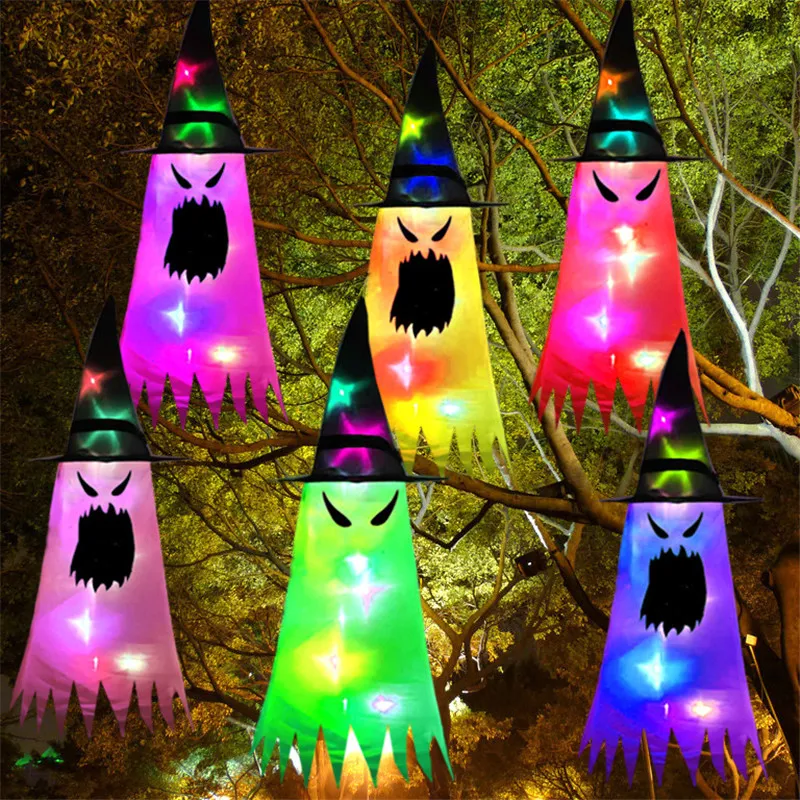 Gloeiende Halloween-vakantie LED-verlichting hoed kan op het hoofd worden gedragen of als een hanger hoed tuin hotel bruiloft decoratie
