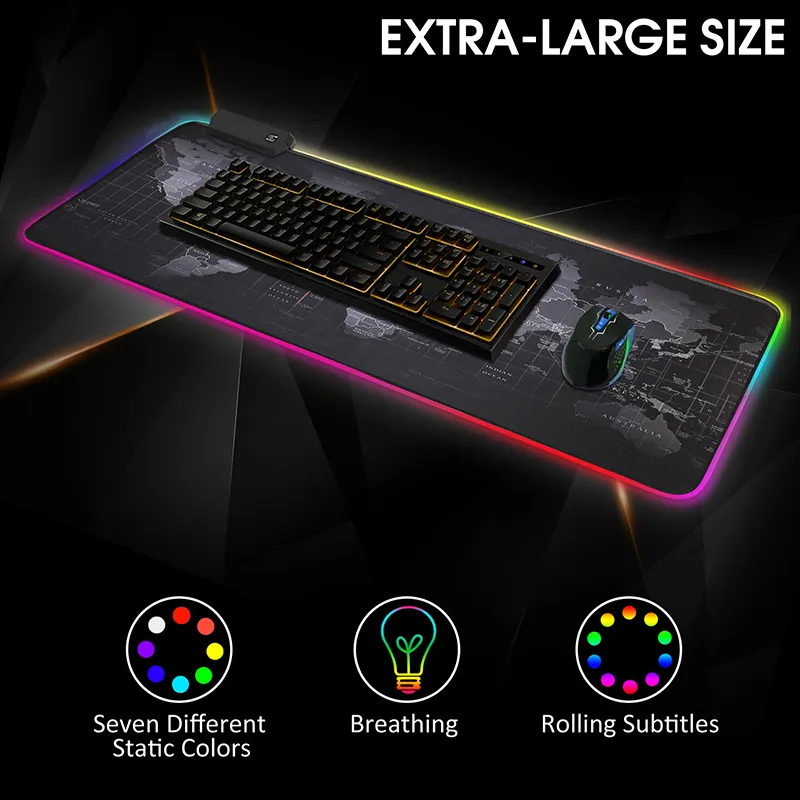 RGB Gaming Mouse Pad XXL Desktop Mat With Large Keyboard And Mouse