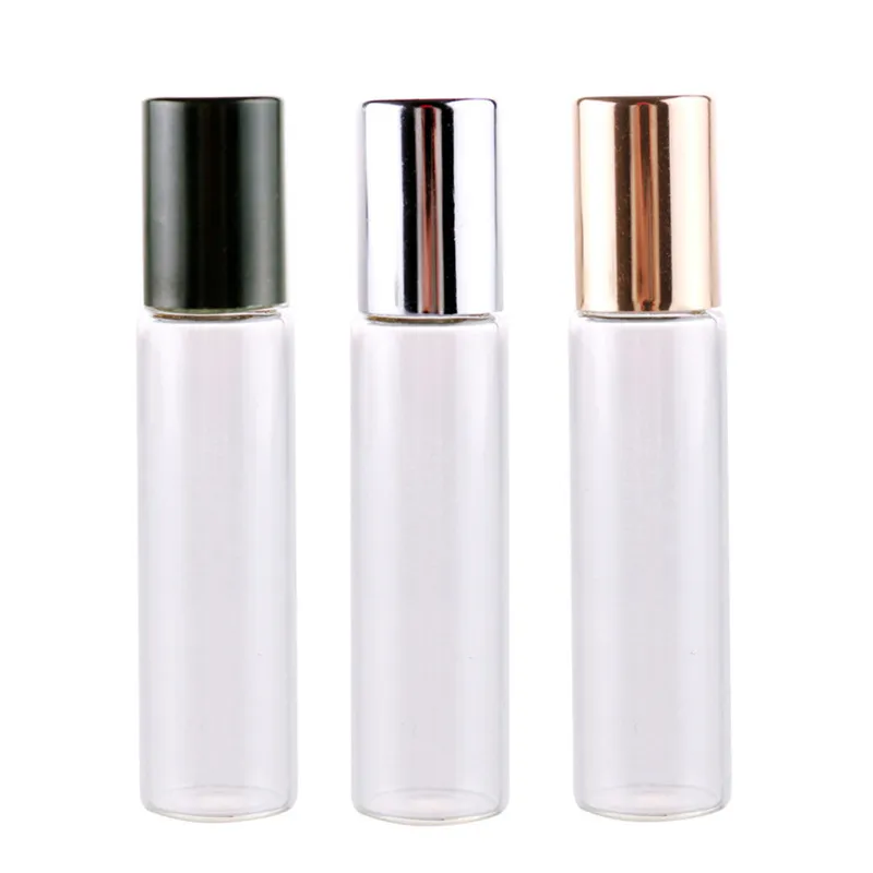 10ml claras garrafas de vidro roll-on garrafa para óleos essenciais frascos de perfume frasco de bola de rolos de recipiente cosmético vazio