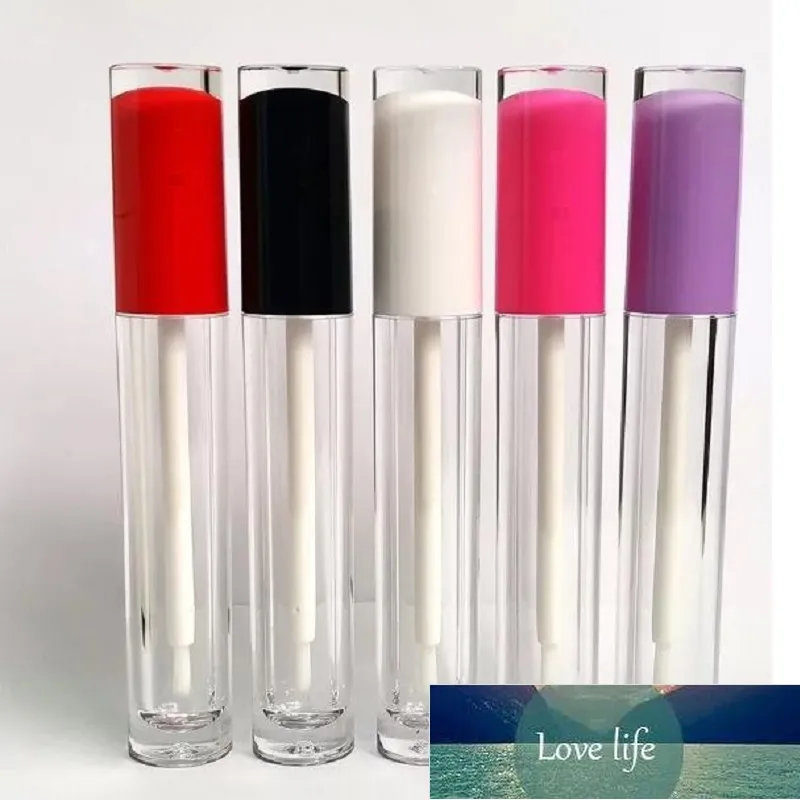 Förpackning Flaskor 5ml Lipgloss Rosa lila röda vita Klar kosmetiska spetsrör Soft Borste Applicator Lip Gloss Containers