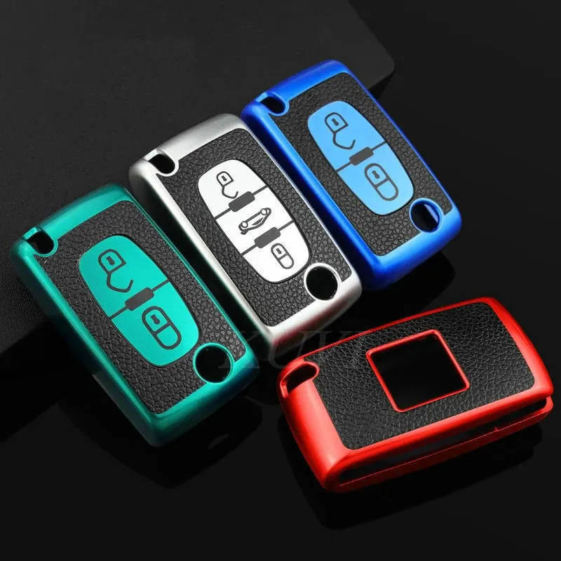 Premium Leather Car Key Fob Cover - Soft TPU Protector for Peugeot ...