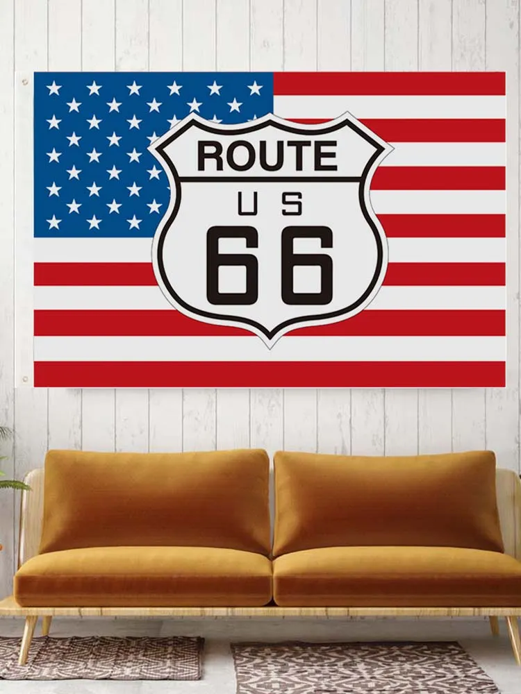 Route 66 Flagge – 150 X 90 Cm, 100 % Polyester, Mit Ösen Für Innen & Außen