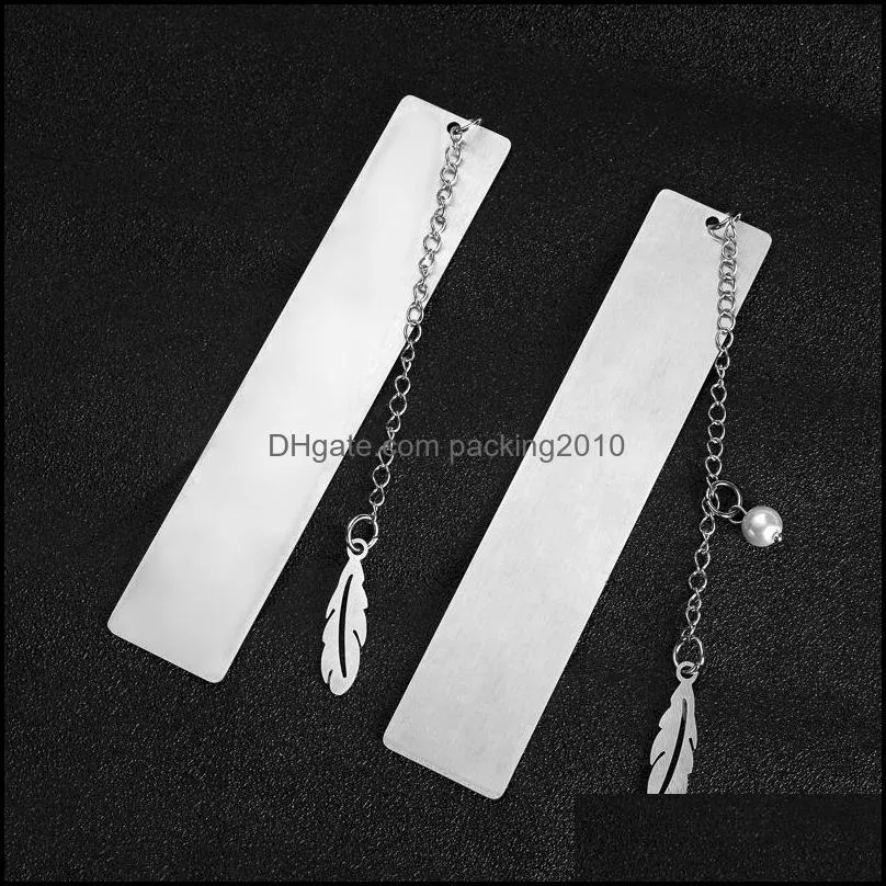 Stainless Steel Bookmark Party Favor Tassel Leaf Pendant Opening School Teacher`s Day Souvenir Creative DIY Gift ZZA11726