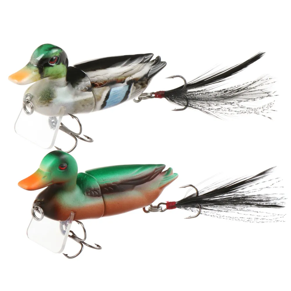 Topwater Bass Fishing Lures Lifelike 3D Duck Sunfish Swimbait with  Treble Hooks, Multi-Jointed Floating Hard Bait Tackle