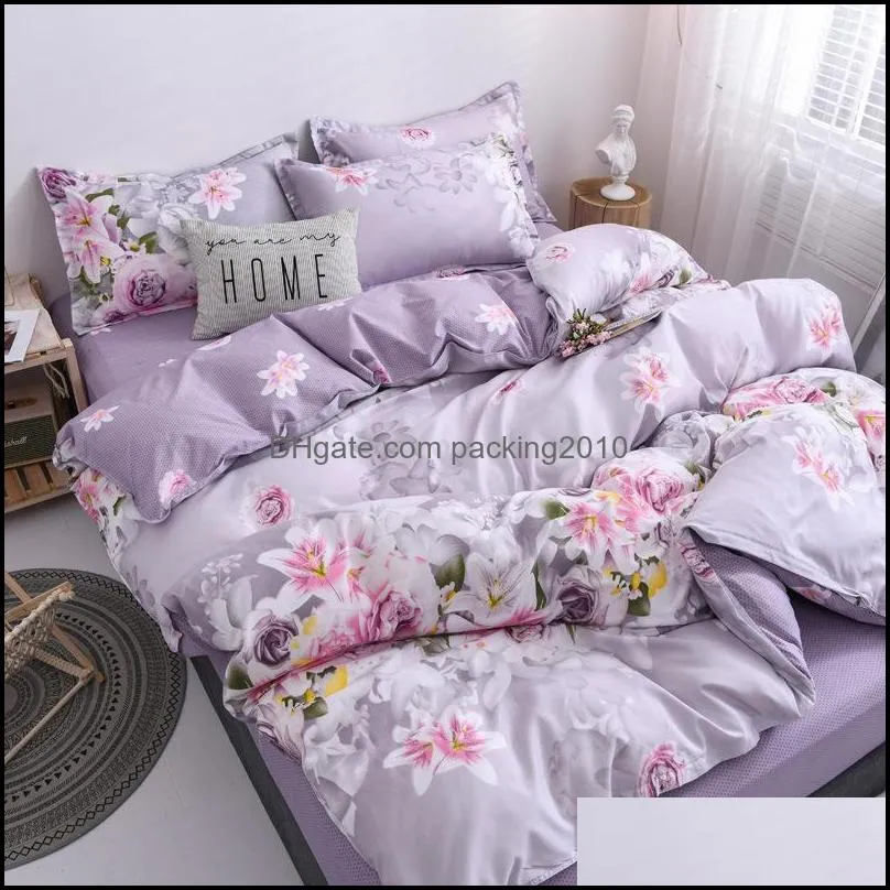 Helps Sleep Bedding Set Nordic Double Twin Bedspread Duvet Cover Home Decor Bed Linen Bedclothes Adult 4PCS Sets