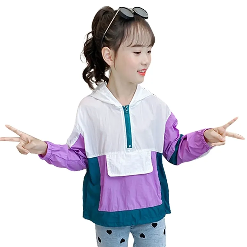 Mantel für Mädchen Patchwork Mäntel Kinder Casual Stil Kinder Jacke Oberbekleidung Sommer Kleidung s 210527