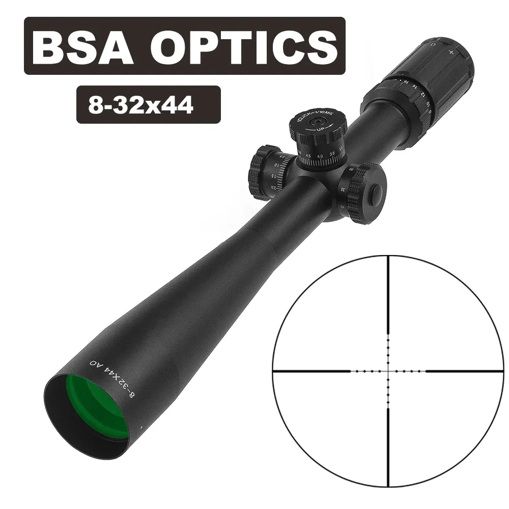 BSA OPTICS 8-32X44 AO نطاقات الصيد Riflescope 30 مللي متر أنبوب قطر القنص والعتاد الأمامي للبنادق الهوائية نطاق بندقية تخفيف العين الطويلة