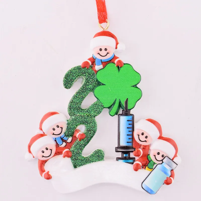 2021 Christmas Decoration Birthdays Party Gift Product Personalized Family Of 4 Ornament Pandemic DIY Resin Accessories with Rope