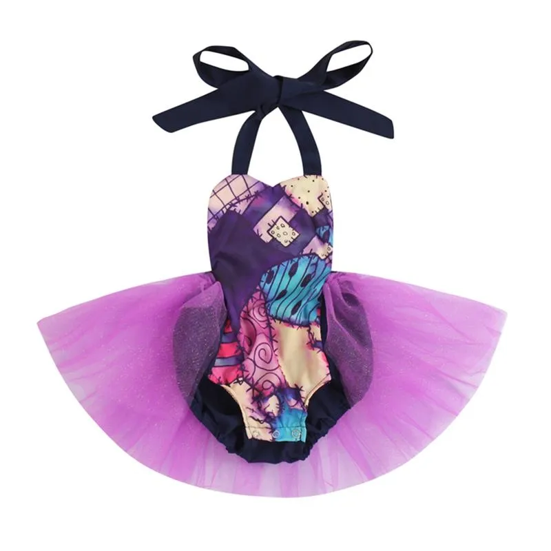 Vestiti da ragazza Neonate Principessa Cosplay Pagliaccetto Vestito Nato Infant Stampa Halter Backless Costume di Halloween Vestiti