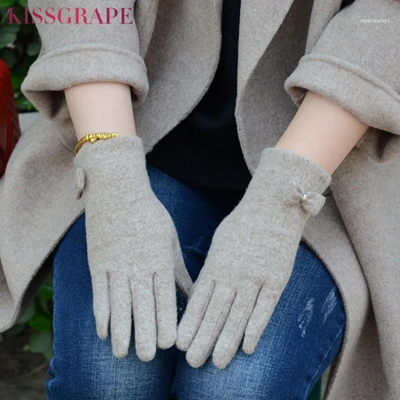 Autumn Winter Warm Cashmere Gloves For Women Thick Woollen Female Fashion Guantes Ladies Elegant Touch Screen1